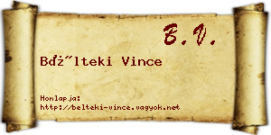 Bélteki Vince névjegykártya